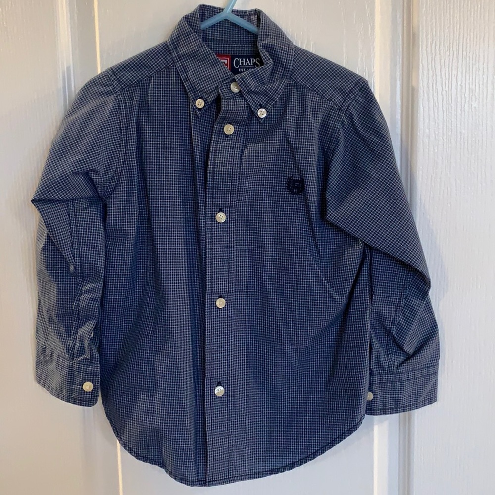 Chaps Navy Plaid Button-up